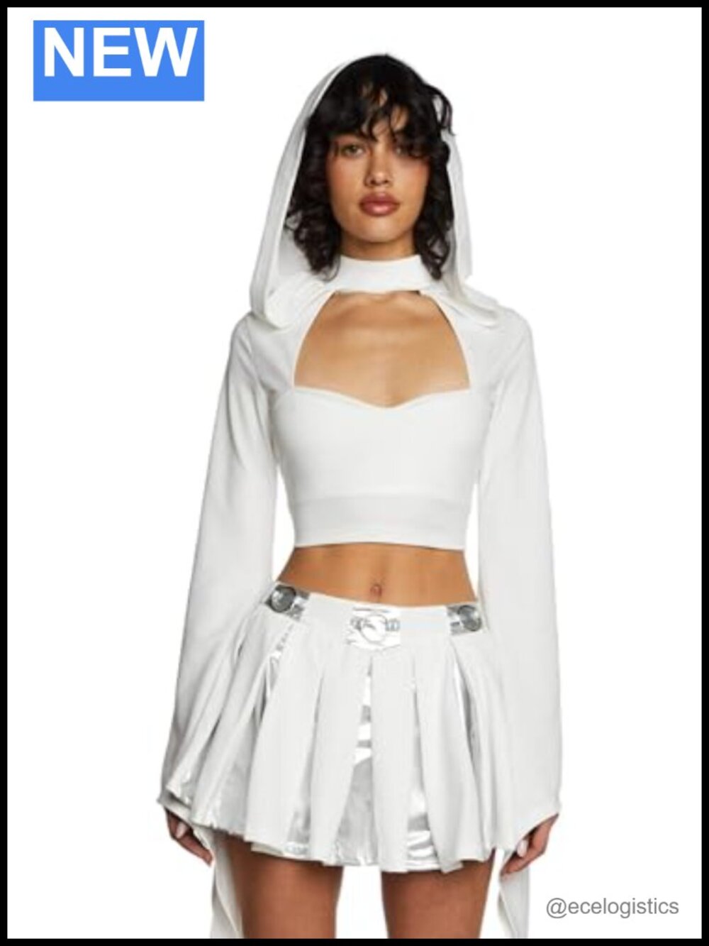 Rebel Space Princess Costume Set Cut-Out Top Pleated Skirt Cosplay Halloween